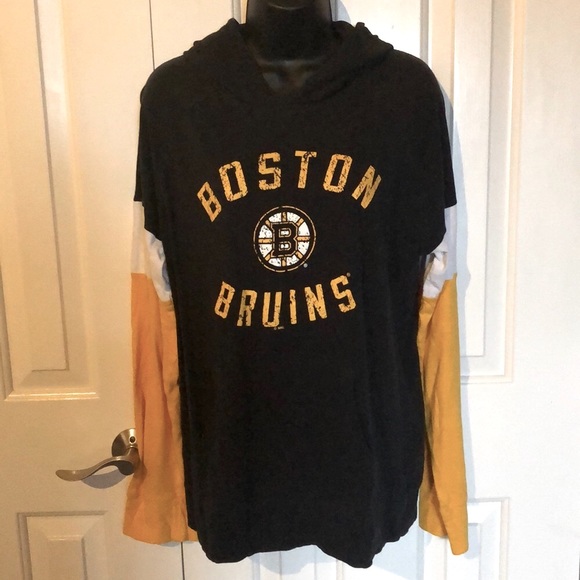 NHL Tops - LK NW BOSTON BRUINS HOODED LONG SLEEVE TSHIRT Sz L